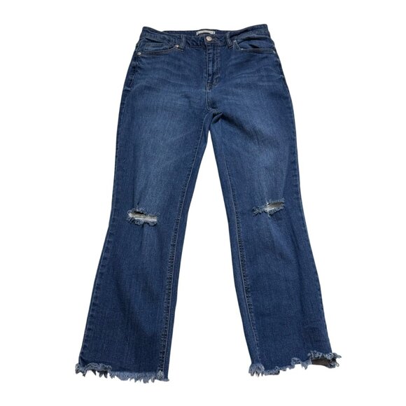 Harper Heritage Womens Jeans Size 30 Short Blue Denim Distress Frayed Ankle Hem - Picture 1 of 11